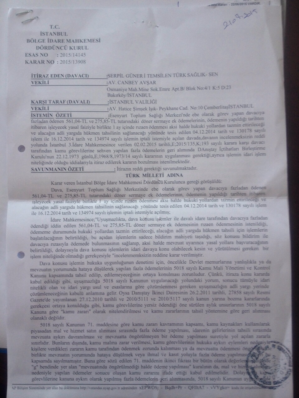 TOPLUM SAĞLIĞI MERKEZİ ÇALIŞANLARI İÇİN BÜYÜK KAZANIM